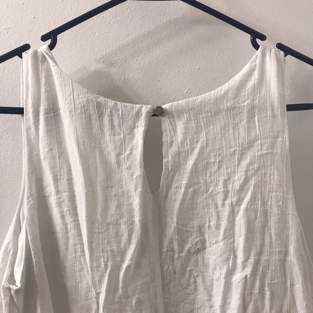 White flowy new directions tank top